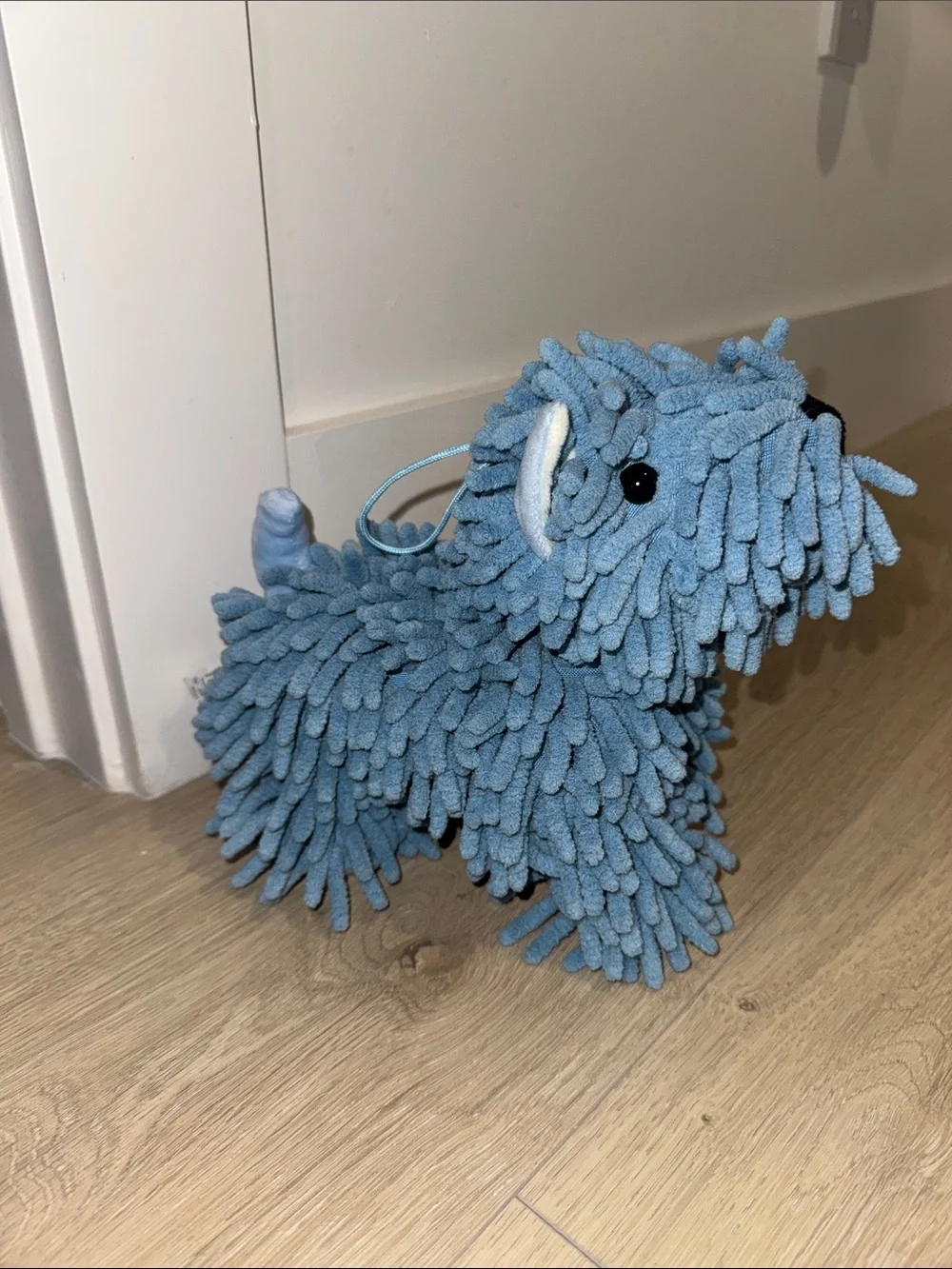 Blue Plush Chenille Dog Toy - Soft Mop-Style Pet Plush Wash Cloth